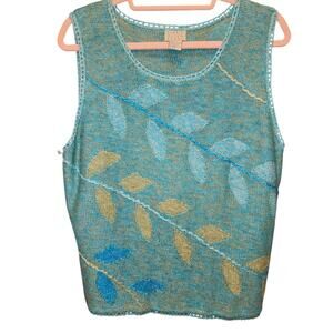 SIGRID OLSEN SPORT Turquoise Sweater Tank Size XL